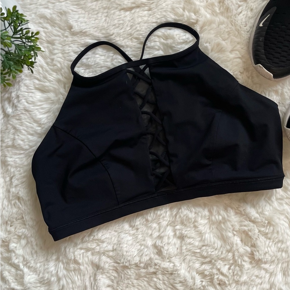 Lululemon Athletica Black Lace-Up Sports Bra